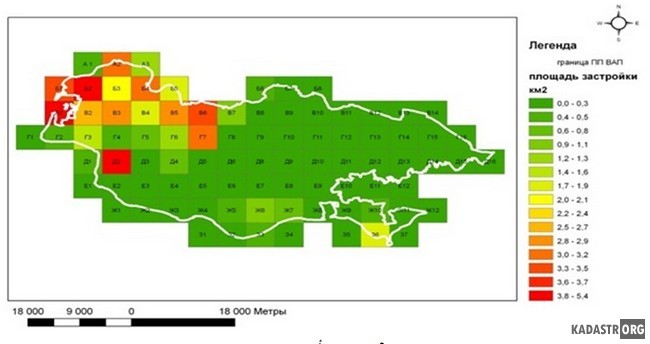 Анализ распределения площади застройки на территории ВАП